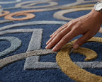 Hand-Tufted Wool Rug with Artistic Line Art Design