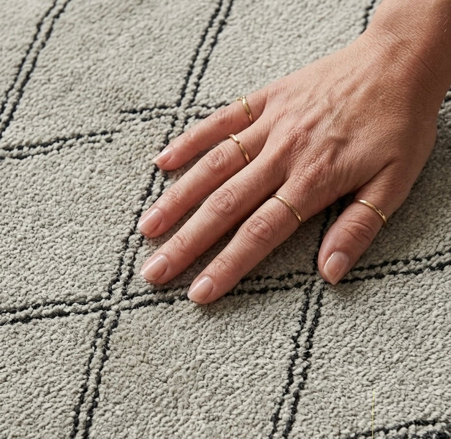 Hand-Tufted Modern Geometric Diamond Pattern Area Rug