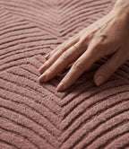 Premium Hand-Tufted Dusty Rose Rug - Modern Art Deco Leaf Pattern