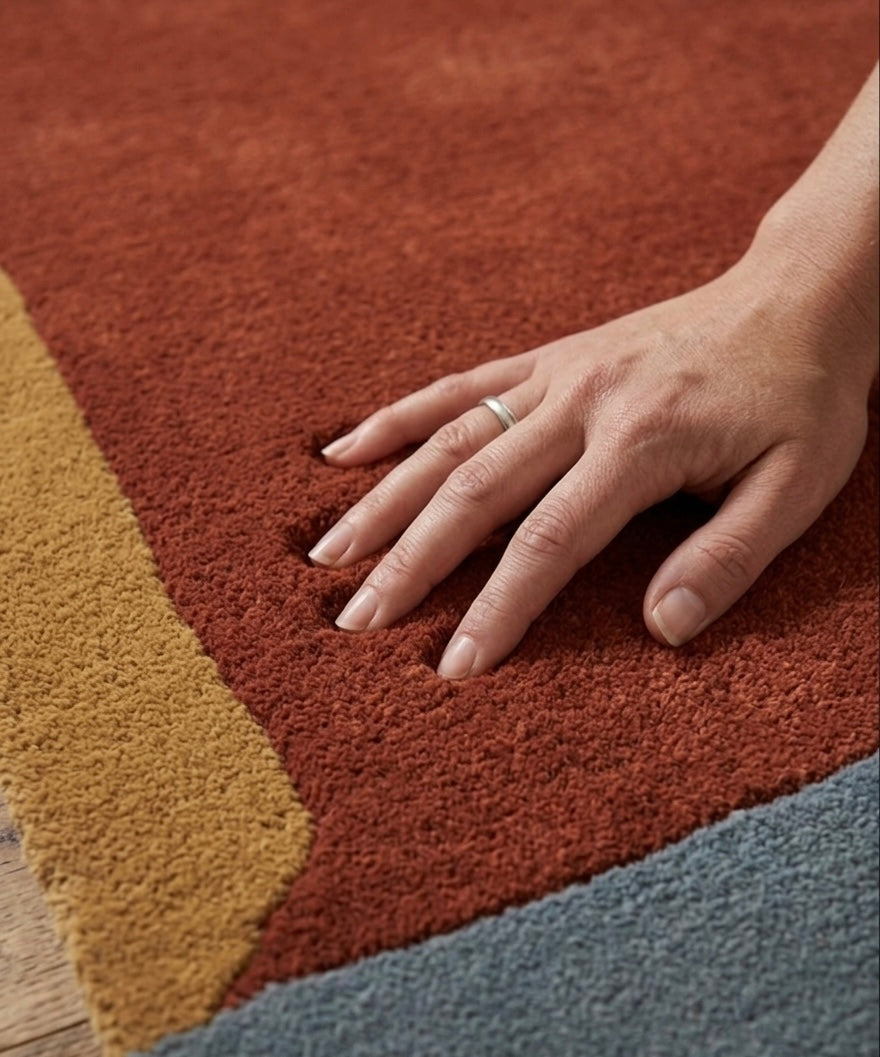 Hand-Tufted Minimalist Rug in Burnt Orange and Ochre