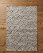 Handwoven Grey Diamond Trellis Wool Rug