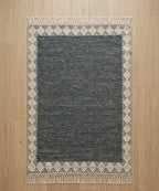 Charcoal & Cream Diamond Lattice Hand-Loomed Kilim Rug