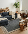 Charcoal & Cream Diamond Lattice Hand-Loomed Kilim Rug