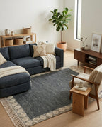 Charcoal & Cream Diamond Lattice Hand-Loomed Kilim Rug