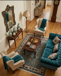 Ethereal Seafoam Traditional Rug with Intricate Botanical Borders