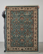 Ethereal Seafoam Traditional Rug with Intricate Botanical Borders