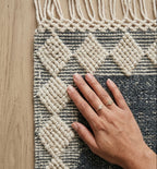 Charcoal & Cream Diamond Lattice Hand-Loomed Kilim Rug