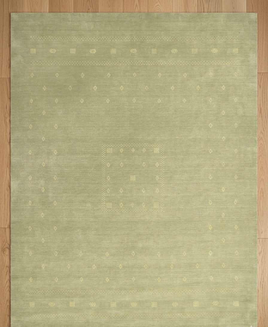 Muted Emerald Hand-Knotted Gabbeh Rug