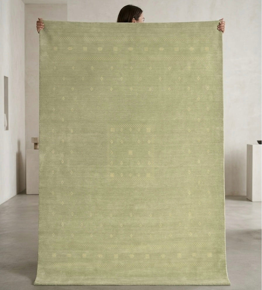 Muted Emerald Hand-Knotted Gabbeh Rug