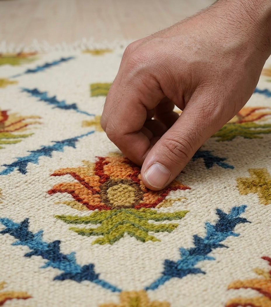 Vibrant Diamond Trellis Kilim-Style Rug