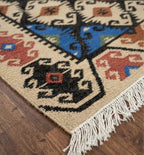 Geometric Earth-Tone Kilim Area Rug