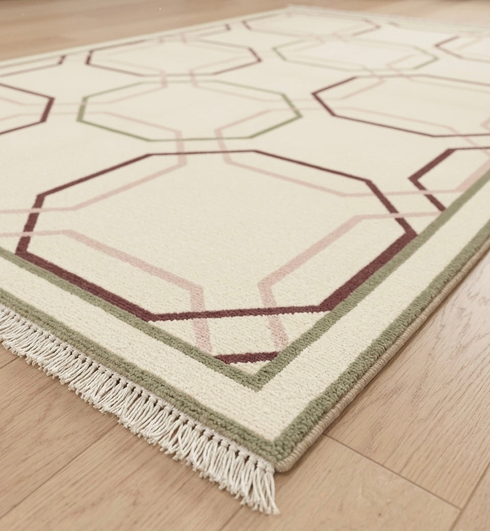 Geometric Symmetry in Rose & Cream Dhurrie Rugs
