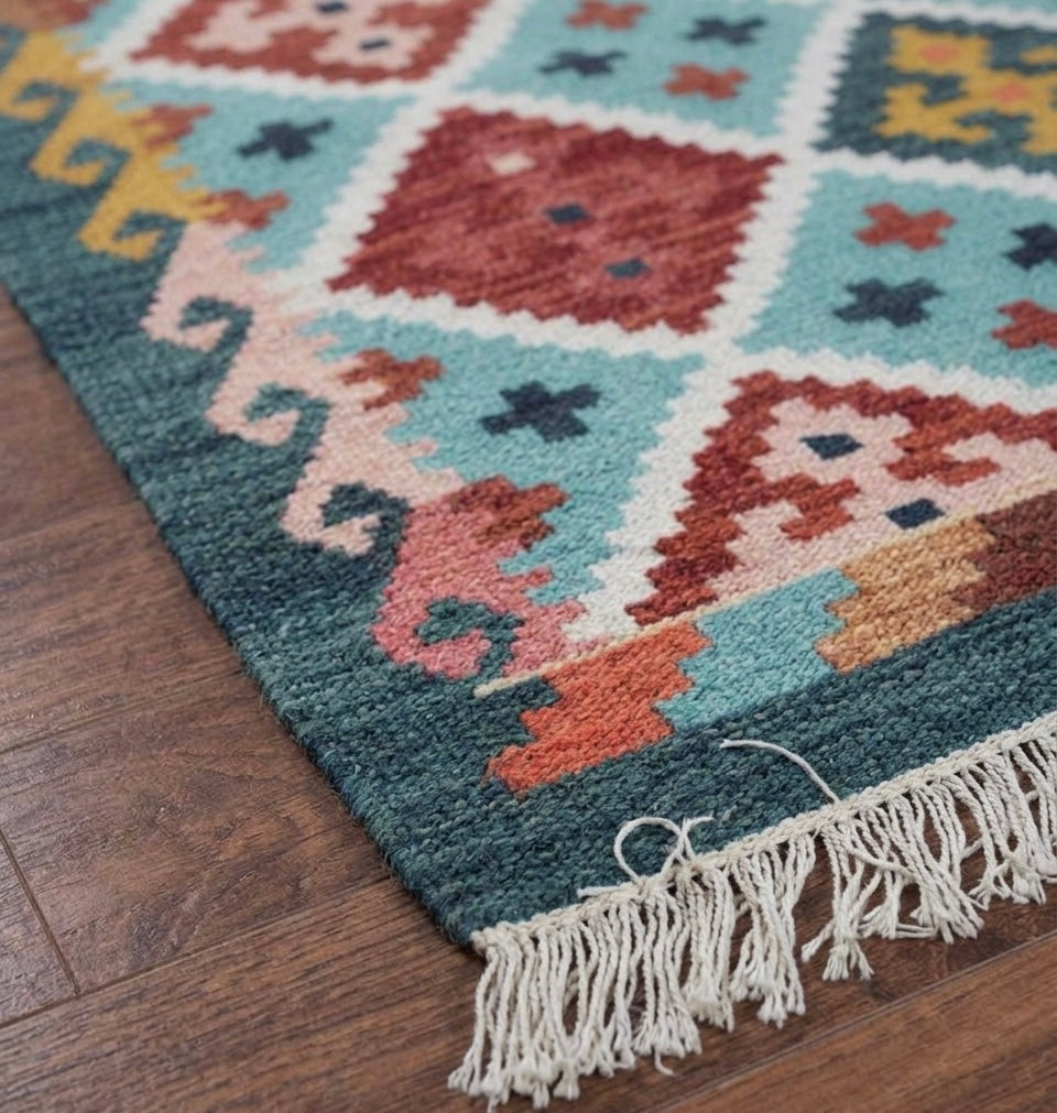 Earth Tone Lattice Kilim Rugs