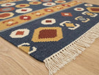 Navy Blue Geometric Tribal Kilim Rugs