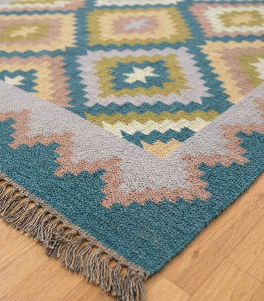 Terracotta & Teal Geometric Kilim