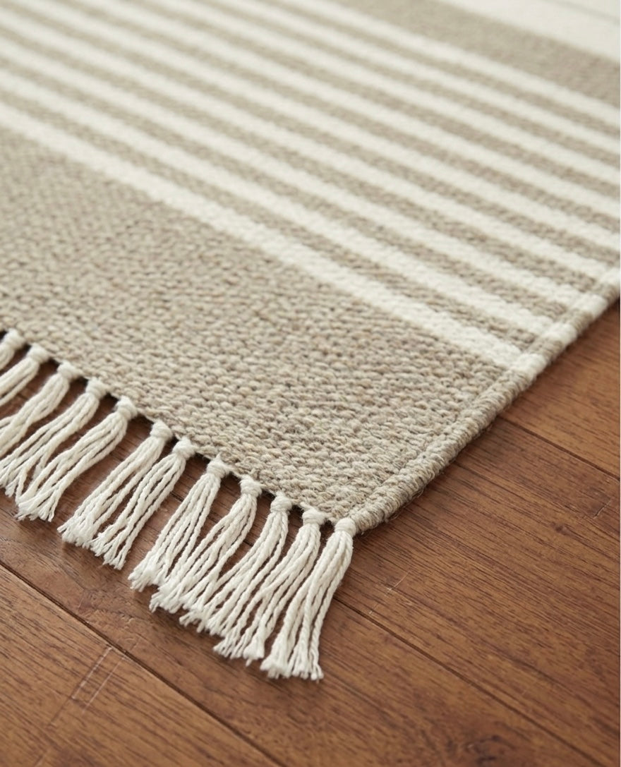 Sand & Salt Linear Flatweave Dhurrie