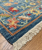 Handwoven Blue Blossom Kilim Dhurrie