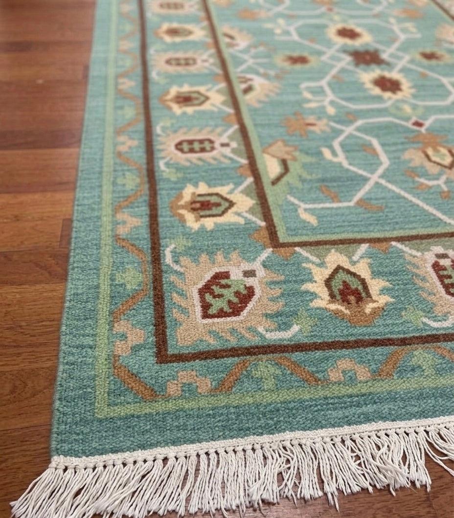 Aqua Vintage Botanical Dhurrie