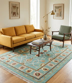 Aqua Vintage Botanical Dhurrie