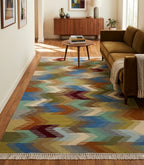 Zigzag Rainbow Kilim Dhurrie