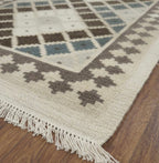 Greyscale Tribal Grid Dhurrie