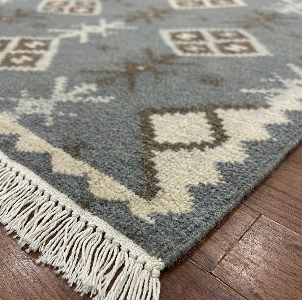 Rustic Greyscale Kilim Dhurrie
