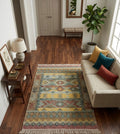Vintage Pastel Tribal Dhurrie