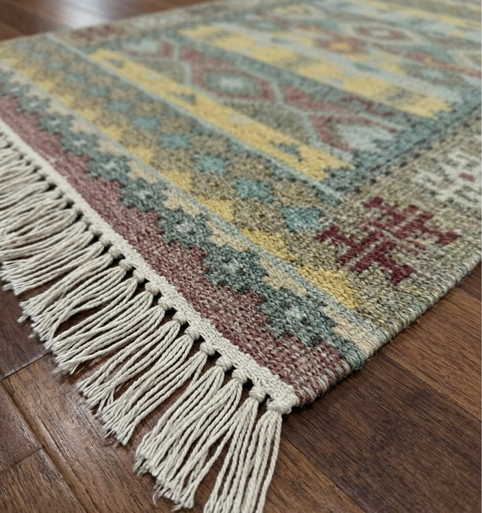 Vintage Pastel Tribal Dhurrie