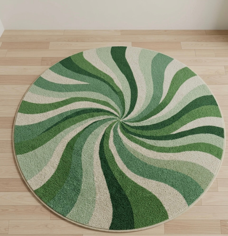 Green & Beige Round Rugs