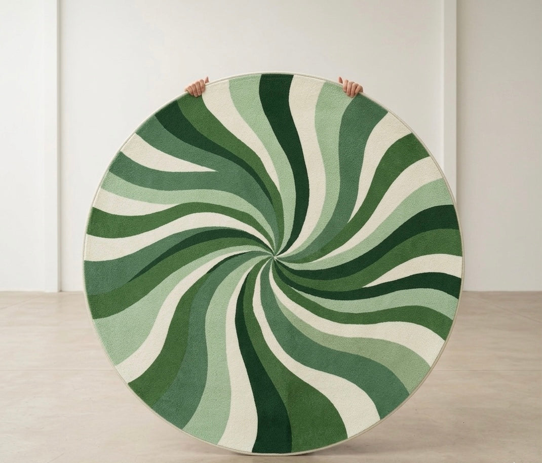 Green & Beige Round Rugs