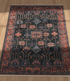 Midnight Terracotta Geometric Handknotted Rug
