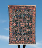 Midnight Terracotta Geometric Handknotted Rug