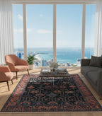 Midnight Terracotta Geometric Handknotted Rug