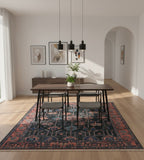 Midnight Terracotta Geometric Handknotted Rug