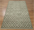 Sage Green Geometric Pattern Handknotted Rugs