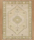 Sage & Cream Geometric Medallion Area Rug