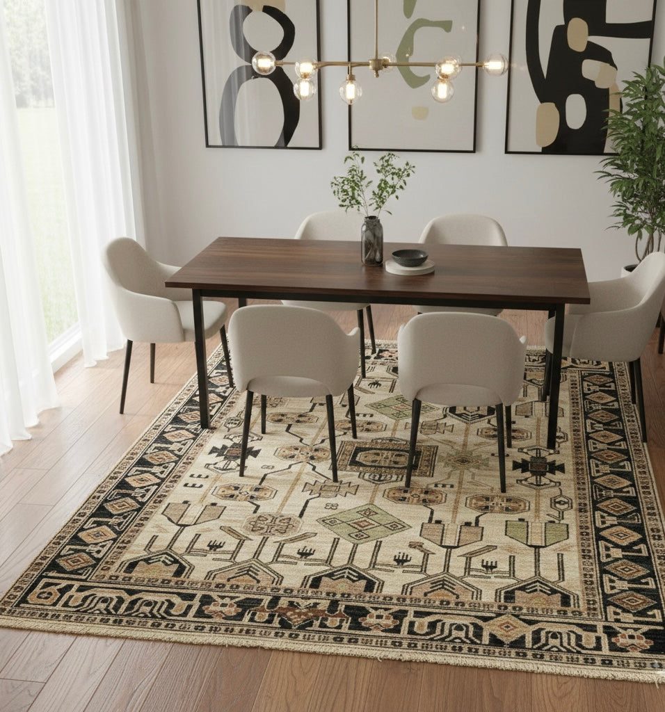 Geometric Tribal Area Handknotted Rug