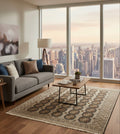 Earth-Toned Traditional Geometric Handknotted Rug