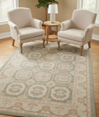 Vintage Lattice Pattern Handknotted Rug
