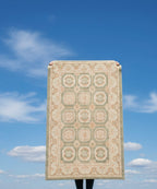 Vintage Lattice Pattern Handknotted Rug