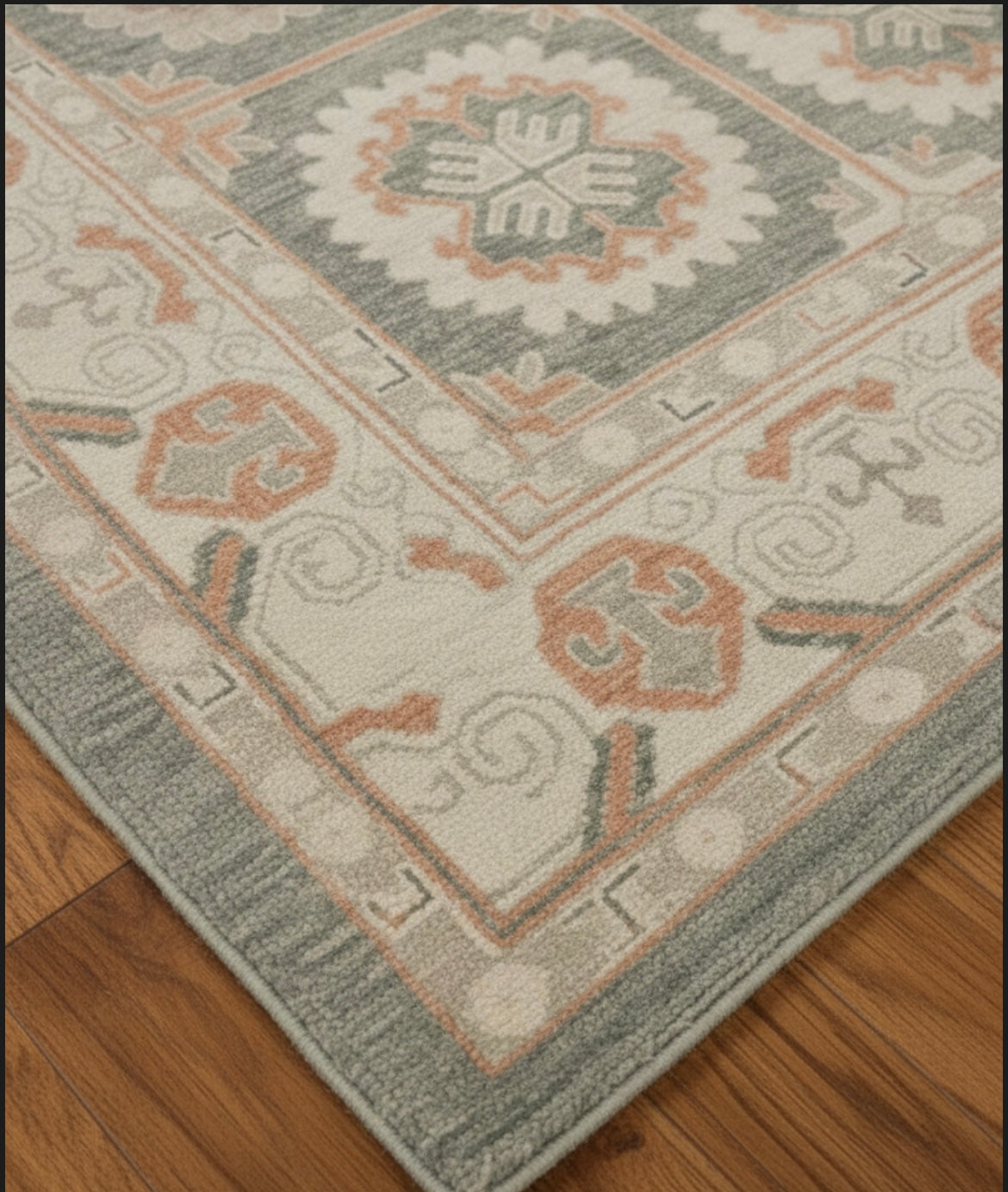 Vintage Lattice Pattern Handknotted Rug