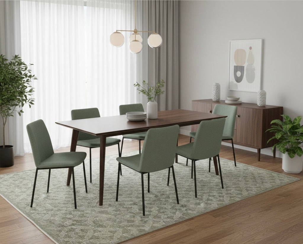 Sage Green Geometric Pattern Handknotted Rugs