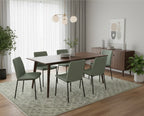 Sage Green Geometric Pattern Handknotted Rugs