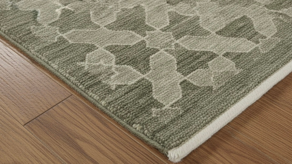 Sage Green Geometric Pattern Handknotted Rugs