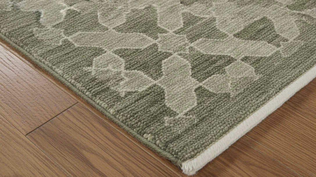 Sage Green Geometric Pattern Handknotted Rugs