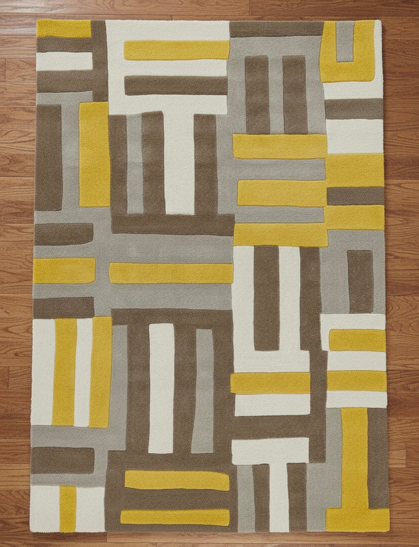 Urban Grid Mustard Rug