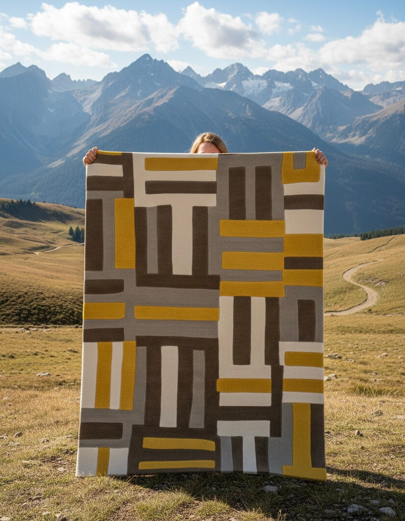 Urban Grid Mustard Rug