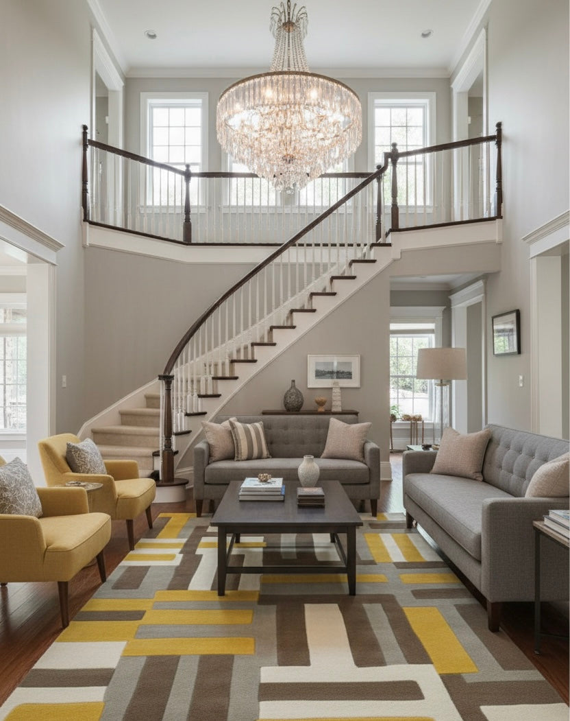 Urban Grid Mustard Rug