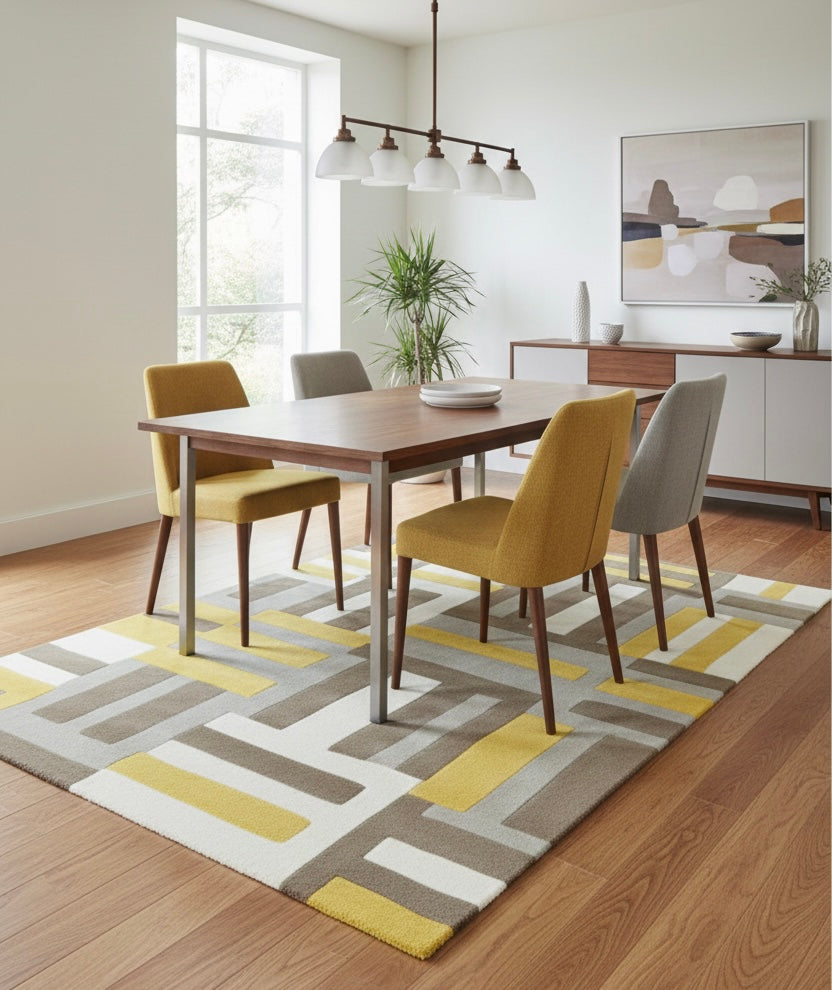Urban Grid Mustard Rug