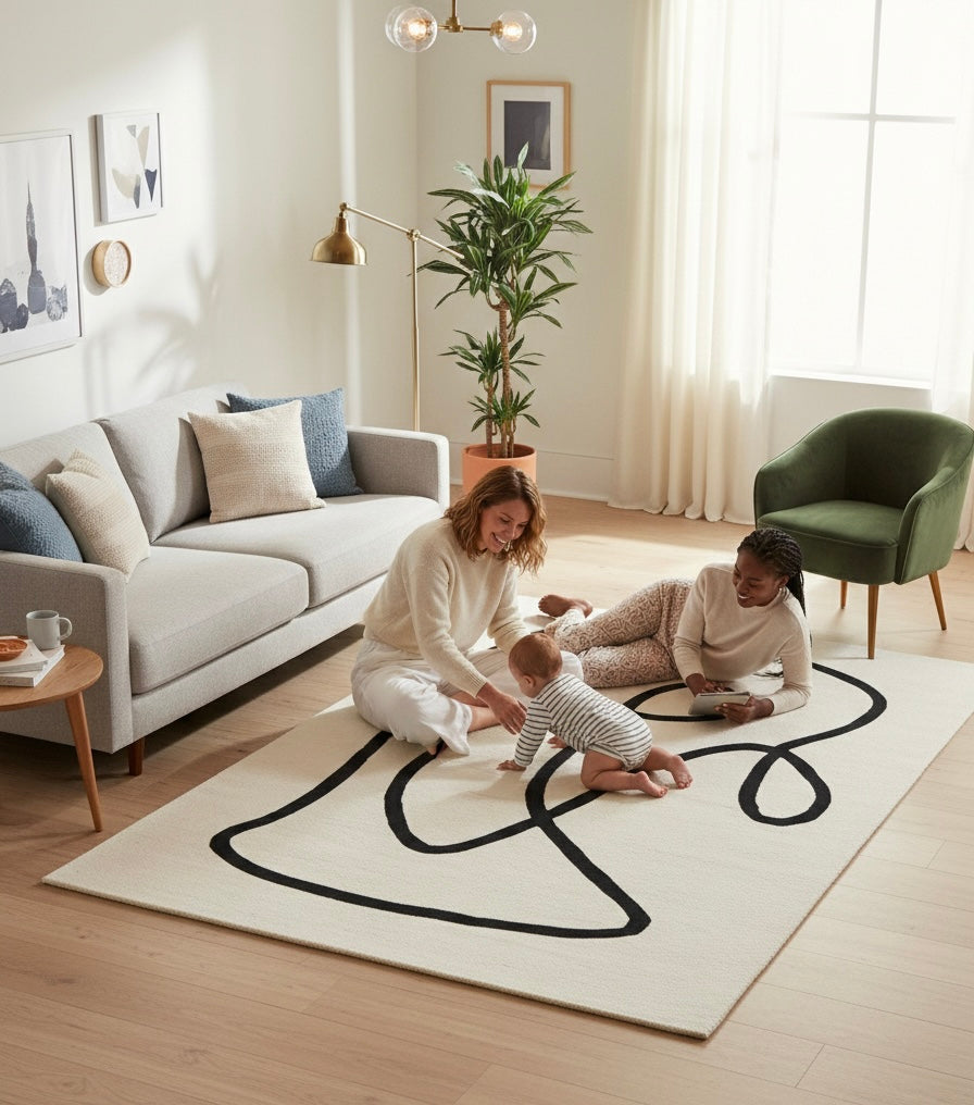 Monoline Canvas Rug